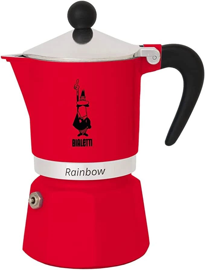 Bialetti Rainbow Stovetop Espresso Maker 6 Cups - Red 3 Bialetti Rainbow Stovetop Espresso Maker 6 Cups - Red