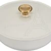 Le Creuset 2 1/2 Qt. Signature Cocotte Eiffel Tower Embossed Lid & Gold Knob - White