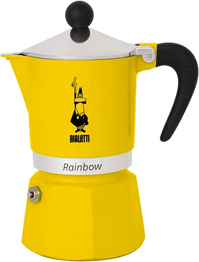 Bialetti Rainbow Stovetop Espresso Maker 6 Cups - Yellow 3 Bialetti Rainbow Stovetop Espresso Maker 6 Cups - Yellow