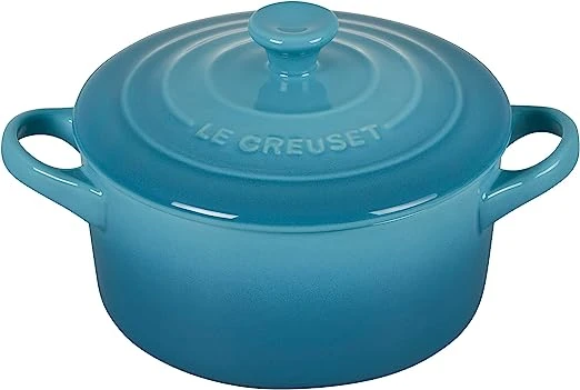 Le Creuset 14 Oz. Stoneware Mini Round Cocotte- Caribbean 3 Le Creuset 14 Oz. Stoneware Mini Round Cocotte- Caribbean