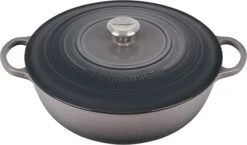 Le Creuset 7 1/2 Qt. Signature Enameled Cast Iron Chef's Oven W/Stainless Steel Knob - Oyster- Personalized Engraving Available