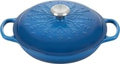 Le Creuset 2 1/4 Qt. Signature Braiser - Embossed Snowflake W/Stainless Steel Knob - Marseille- Personalized Engraving Available