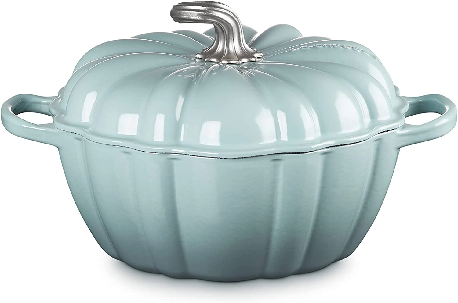 Le Creuset 4 Qt. Figural Pumpkin Cocotte W/Stainless Steel Figural Knob - Sea Salt 3 Le Creuset 4 Qt. Figural Pumpkin Cocotte W/Stainless Steel Figural Knob - Sea Salt