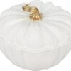 Le Creuset 4 Qt Figural Pumpkin Cocotte W/Gold Figural Knob - White -Redel Cookware Shop 61b2l6DyV L. AC SL1500