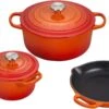 Le Creuset 5-Piece Signature Set W/Stainless Steel Knob - Flame (5.5 Qt. RDO, 1.75 Qt. Saucepan, 9" Skillet) 1 Le Creuset 5-Piece Signature Set W/Stainless Steel Knob - Flame (5.5 Qt. RDO, 1.75 Qt. Saucepan, 9" Skillet) -Redel Cookware Shop 61tNFLq5 DL. AC SL1500