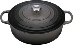 Le Creuset 2 3/4 Qt. Enameled Cast Iron Classic Shallow Round Dutch Oven W/Stainless Steel Knob - Oyster- Personalized Engraving Available