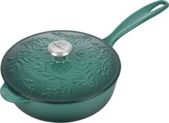 Le Creuset 2 1/4 Qt. Enameled Cast Iron Saucier W/Olive Branch Embossed Lid - Artichaut