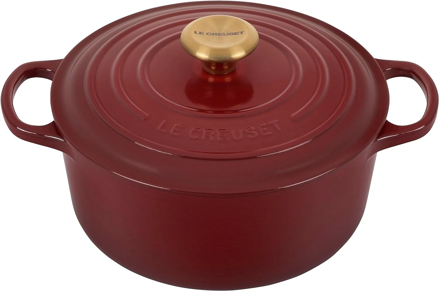 Le Creuset 5 1/2 Qt. Signature Round Dutch Oven W/Gold Knob - Rhone 3 Le Creuset 5 1/2 Qt. Signature Round Dutch Oven W/Gold Knob - Rhone