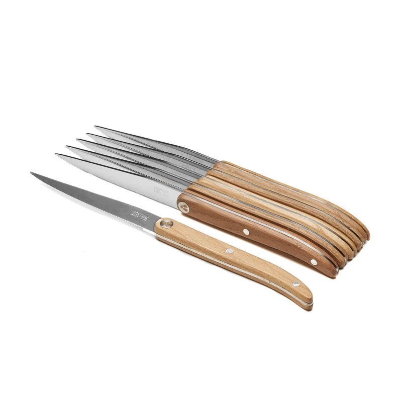 TB Laguiole Sens 6-Piece Steak Knife Set - Light Wood Handle 3 TB Laguiole Sens 6-Piece Steak Knife Set - Light Wood Handle