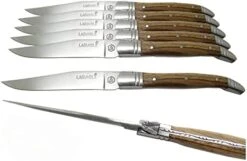 TB Laguiole Tradition 6-Piece Steak KnifeSet - Light Wood Handle