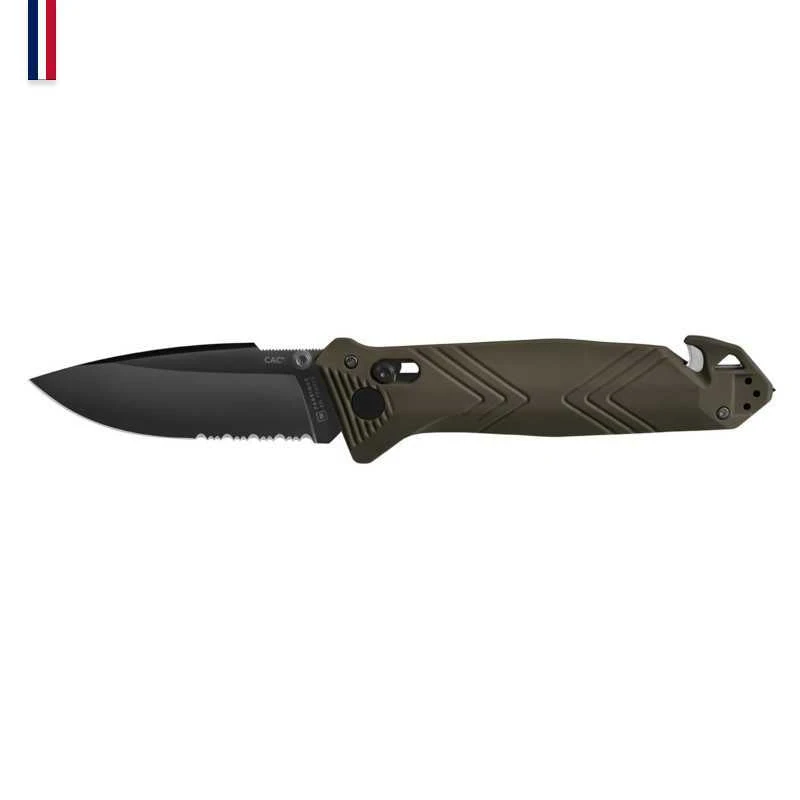 TB C.A.C. French Army Knife - PA6 Handle - Serrated - Army Green 3 TB C.A.C. French Army Knife - PA6 Handle - Serrated - Army Green