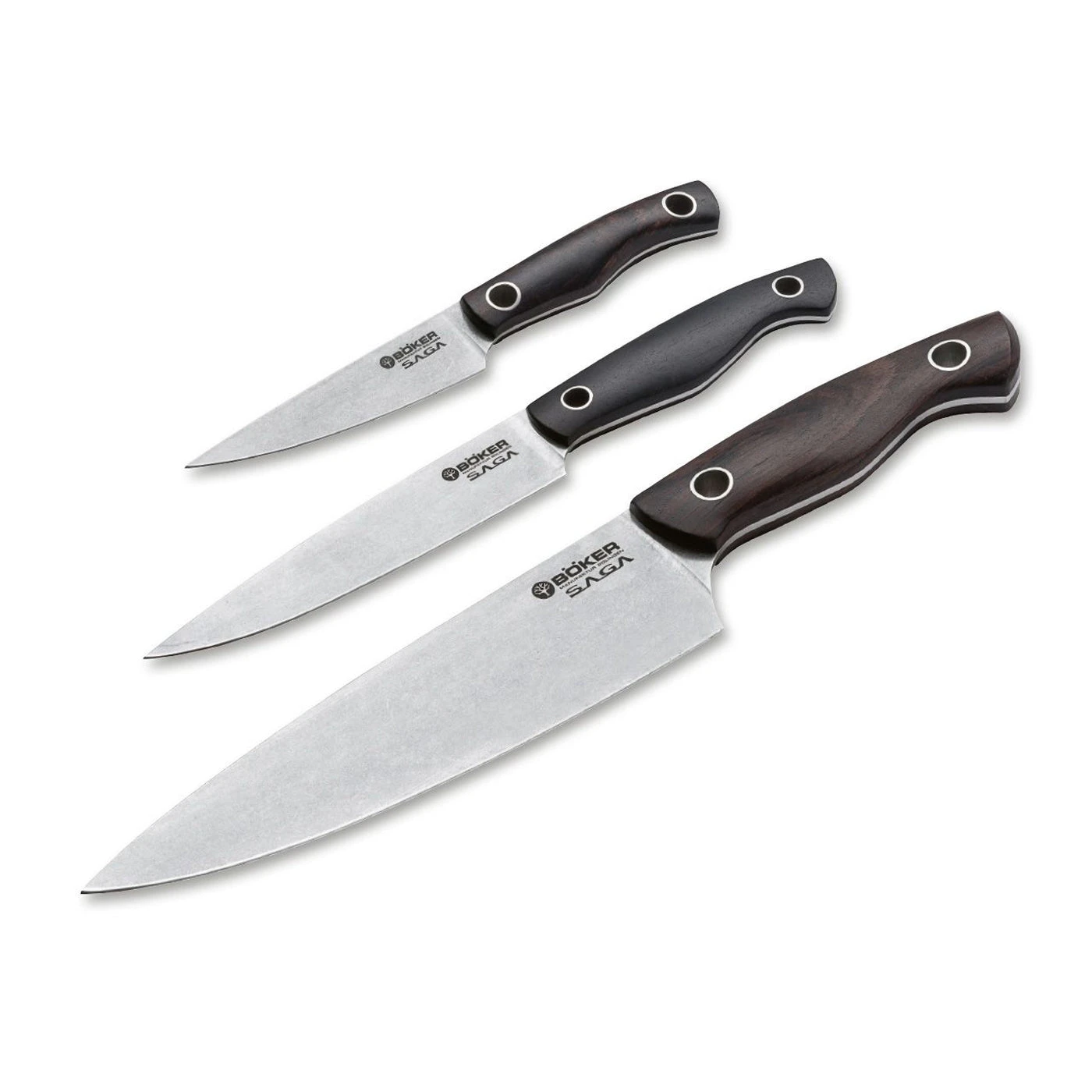 Boker Saga 3-Pc Knife Set - Grenadill Wood 3 Boker Saga 3-Pc Knife Set - Grenadill Wood