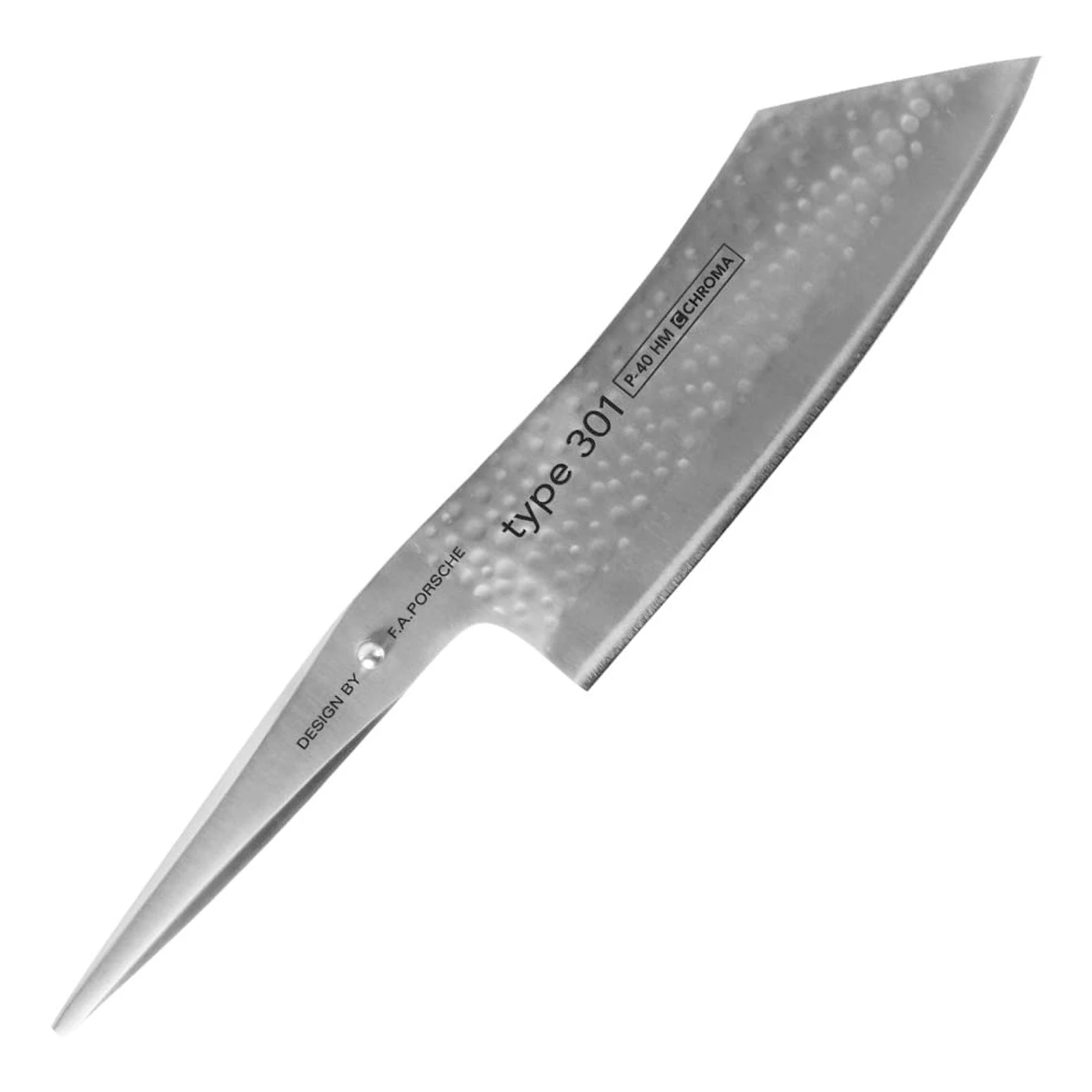 Chroma Type 301: 7 1/4" Hakata Santoku Knife - Hammered Finish 3 Chroma Type 301: 7 1/4" Hakata Santoku Knife - Hammered Finish