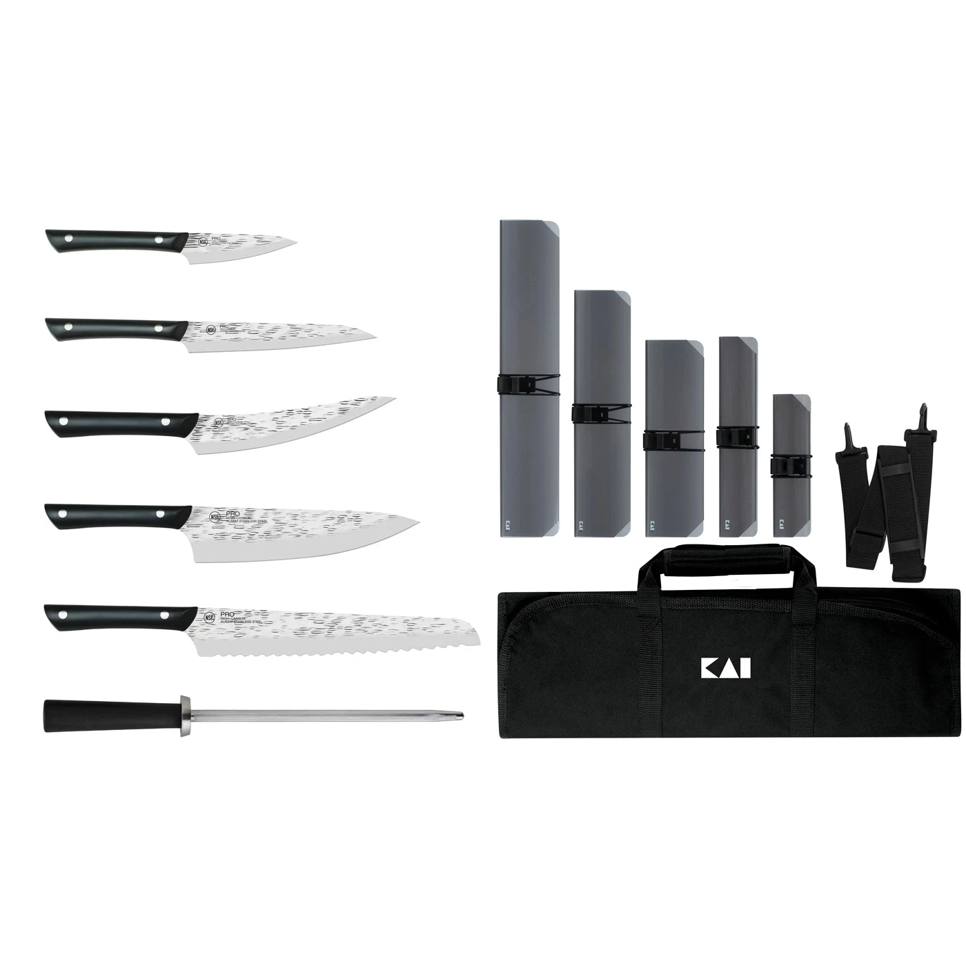 Kai Pro 7 Pc Culinary Knife Set W/Knife Roll 3 Kai Pro 7 Pc Culinary Knife Set W/Knife Roll