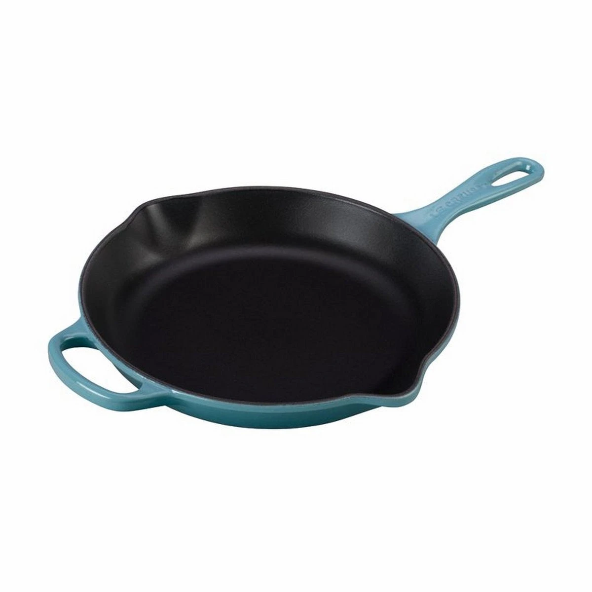 Le Creuset 10 1/4" (1 3/4 Qt.) Signature Cast Iron Handle Skillet - Caribbean 3 Le Creuset 10 1/4" (1 3/4 Qt.) Signature Cast Iron Handle Skillet - Caribbean