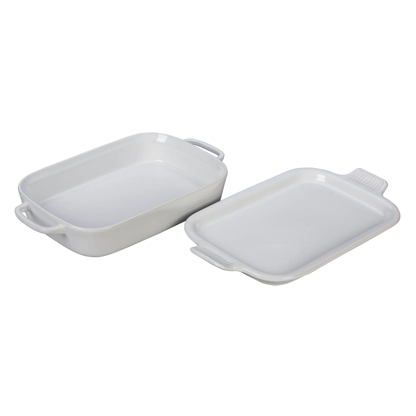 Le Creuset 2 3/4 Qt. (14 3/4" X 9" X 2 1/2") Rectangular Dish W/Platter Lid - White 3 Le Creuset 2 3/4 Qt. (14 3/4" X 9" X 2 1/2") Rectangular Dish W/Platter Lid - White