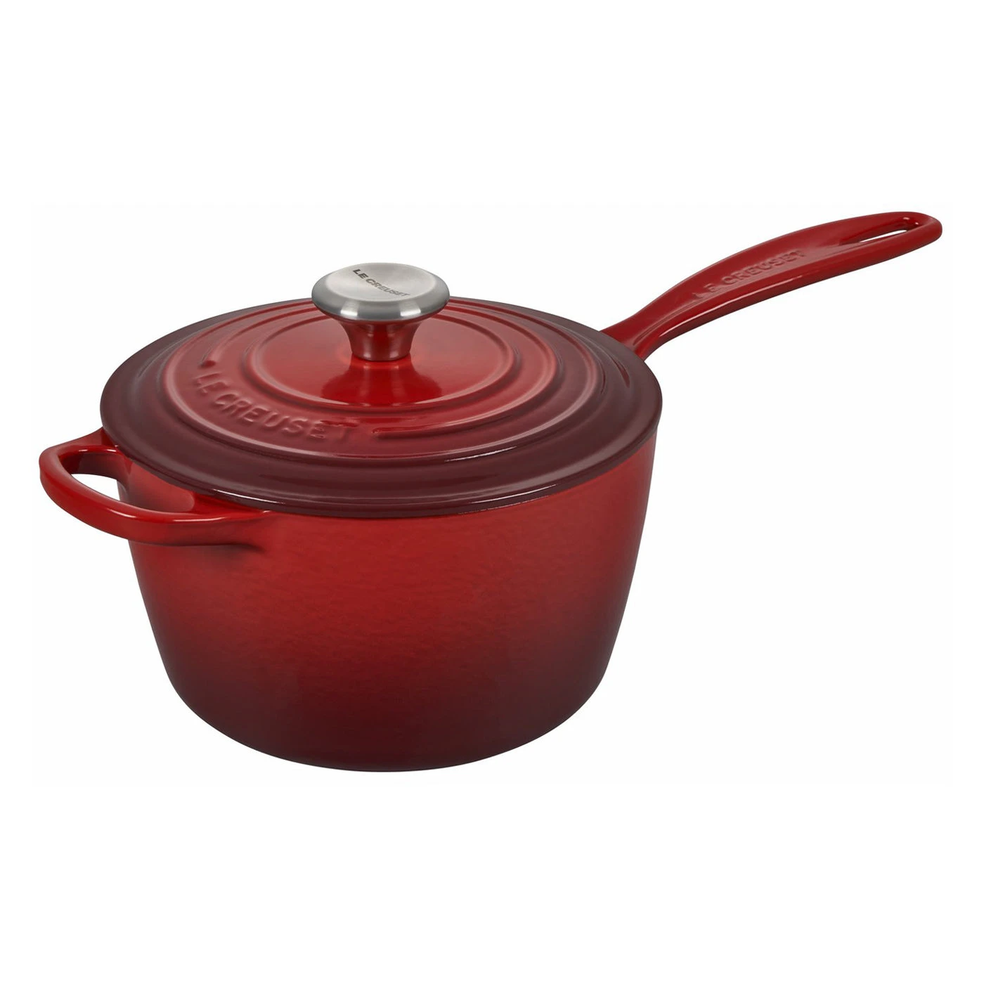 Le Creuset 2 1/4 Qt. Signature Saucepan W/Stainless Steel Knob - Cerise- Personalized Engraving Available 3 Le Creuset 2 1/4 Qt. Signature Saucepan W/Stainless Steel Knob - Cerise- Personalized Engraving Available