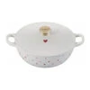 Le Creuset 2 3/4 Qt. L'Amour Enameled Cast Iron Soup Pot - White W/Heart Applique & Light Gold Knob -Redel Cookware Shop le creuset 2 3 4 qt soup pot white w l amour applique light gold knob l2574 2216hlg