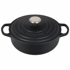 Le Creuset 3 1/2 Qt. Signature Sauteuse W/Stainless Steel Knob - Licorice- Personalized Engraving Available