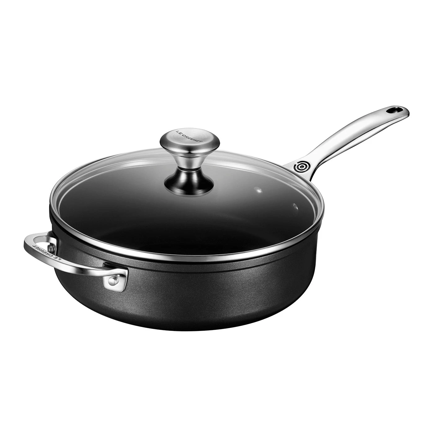 Le Creuset 4 1/4 Qt. Saute Pan W/Helper Handle-Glass Lid - Toughened Nonstick PRO 3 Le Creuset 4 1/4 Qt. Saute Pan W/Helper Handle-Glass Lid - Toughened Nonstick PRO
