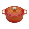 Le Creuset 5 1/2 Qt. Signature Round Dutch Oven W/Stainless Steel Knob - Flame- Personalized Engraving Available 1 Le Creuset 5 1/2 Qt. Signature Round Dutch Oven W/Stainless Steel Knob - Flame- Personalized Engraving Available -Redel Cookware Shop le creuset 5qt signature round french oven flame ls2501 262ss