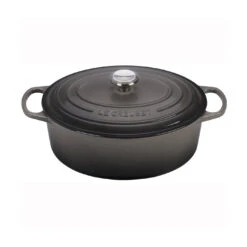 Le Creuset 6 3/4 Qt. Signature Oval Dutch Oven W/Stainless Steel Knob - Oyster- Personalized Engraving Available