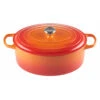 Le Creuset 9 1/2 Qt. Signature Oval Dutch Oven W/Stainless Steel Knob - Flame- Personalized Engraving Available -Redel Cookware Shop le creuset 9qt signature oval french oven flame ls2502 352ss