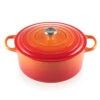 Le Creuset 9 Qt. Signature Round Dutch Oven W/Stainless Steel Knob - Flame- Personalized Engraving Available -Redel Cookware Shop le creuset 9qt signature round french oven flame ls2501 302ss