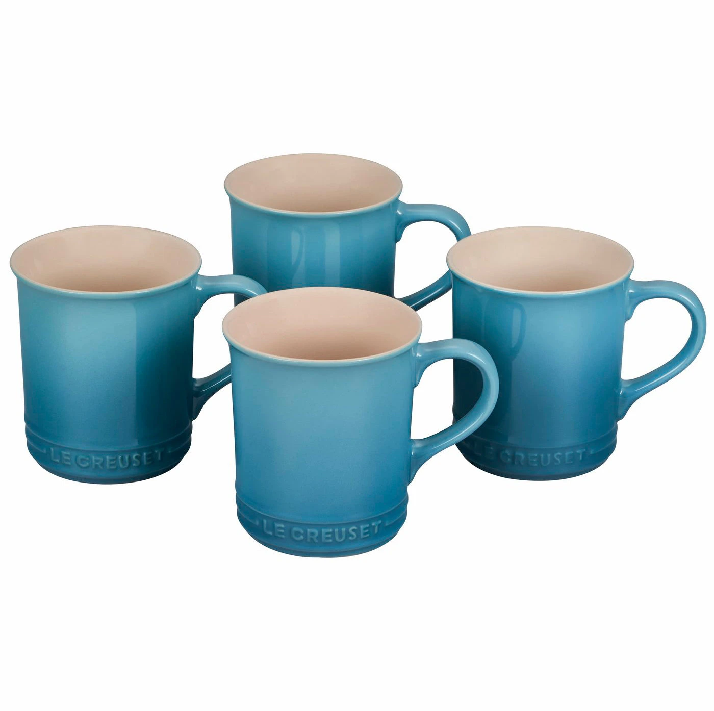 Le Creuset Set Of 4 - 14 Oz. Mugs - Caribbean 3 Le Creuset Set Of 4 - 14 Oz. Mugs - Caribbean