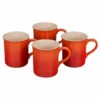 Le Creuset Set Of 4 - 14 Oz. Mugs - Flame -Redel Cookware Shop le creuset set of 4 14 oz mugs flame pg90433a 002