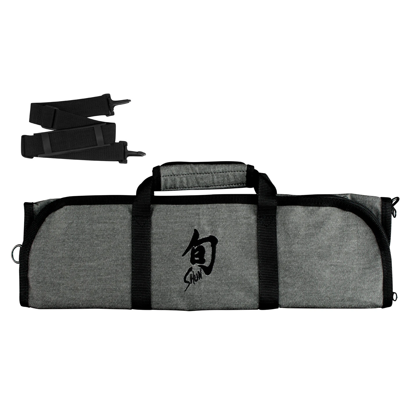 Shun - 8-Slot Knife Roll - Grey W/Straps & Black Shun Logo 3 Shun - 8-Slot Knife Roll - Grey W/Straps & Black Shun Logo