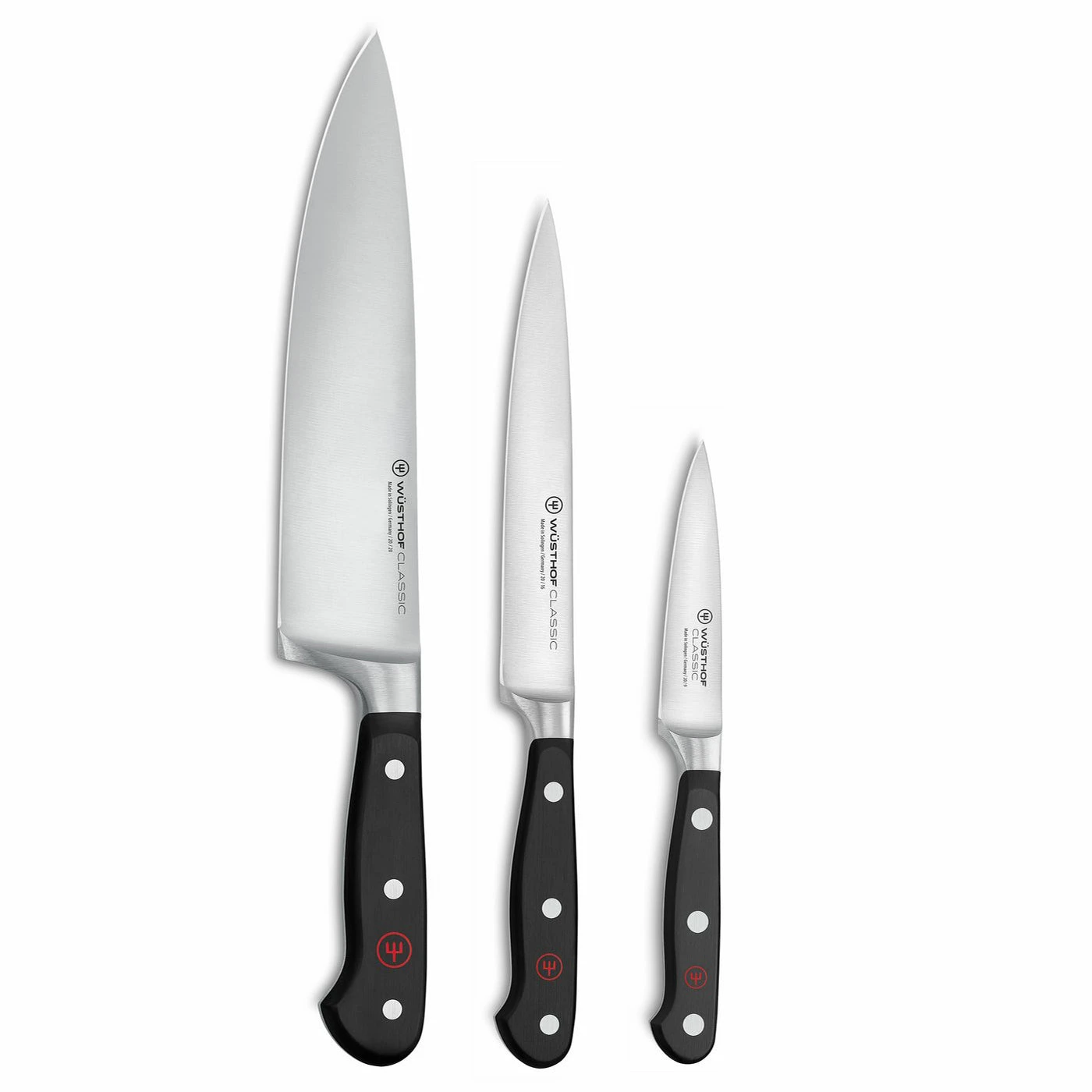 Wusthof Classic - 3 Pc. Chef’s Knife Set- Personalized Engraving Available 3 Wusthof Classic - 3 Pc. Chef’s Knife Set- Personalized Engraving Available